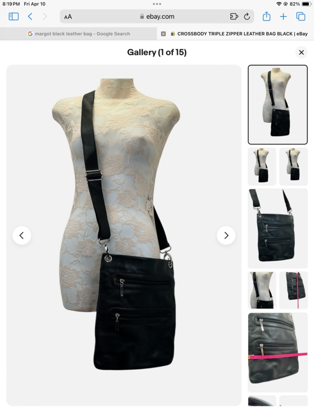 margot Black Leather Crossbody Bag with Triple Front Zippers